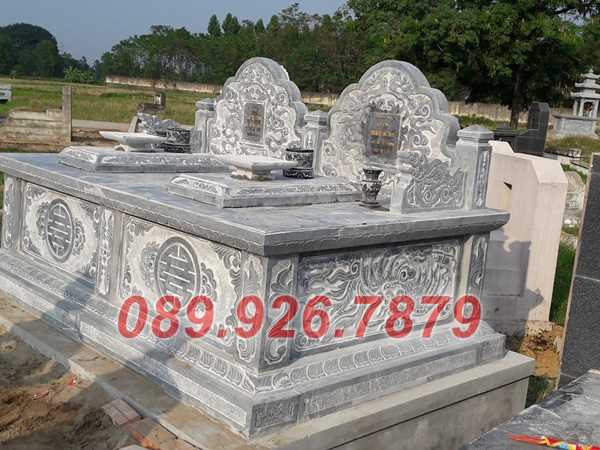 Mộ đá đôi - Mẫu mộ đá đẹp Long An- Mẫu mộ đá mái vòm, không mái