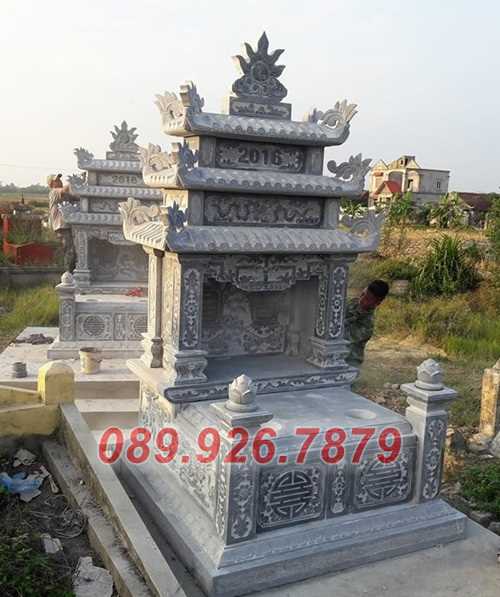 Mộ đá đôi - Mẫu mộ đá đẹp Long An- Mẫu mộ đá mái vòm, không mái