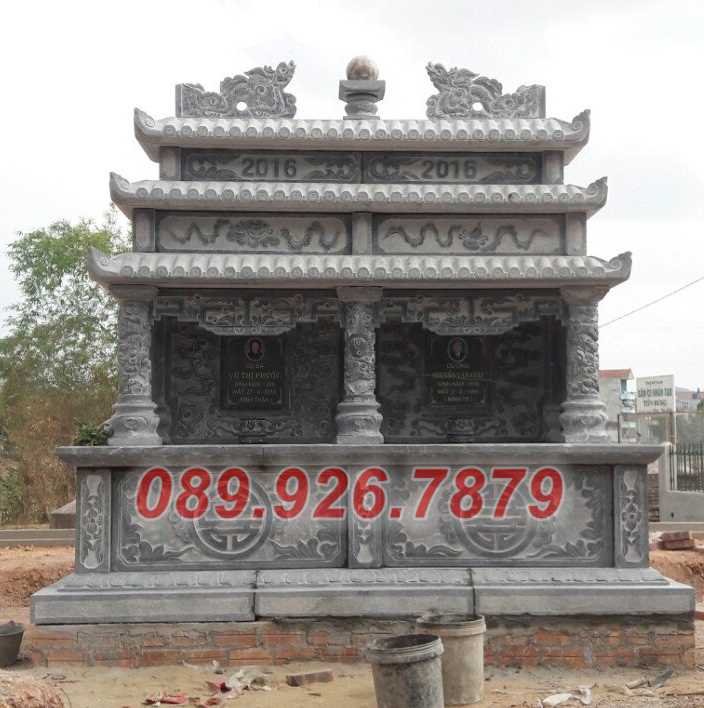Mộ đá đẹp - Mậu mộ đá đôi cho ông bà cha mẹ gia đình có mái không mái