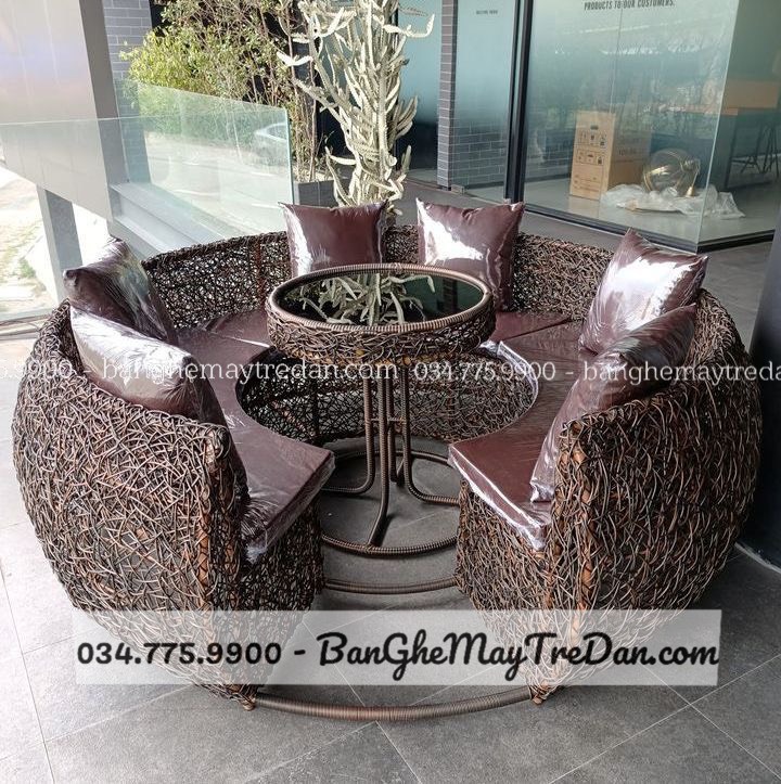 Bộ ghế salon hình tròn đan rối tổ chim độc đáo