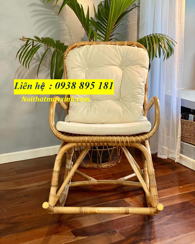 ghế bập bênh cho người già chất liệu mây đan