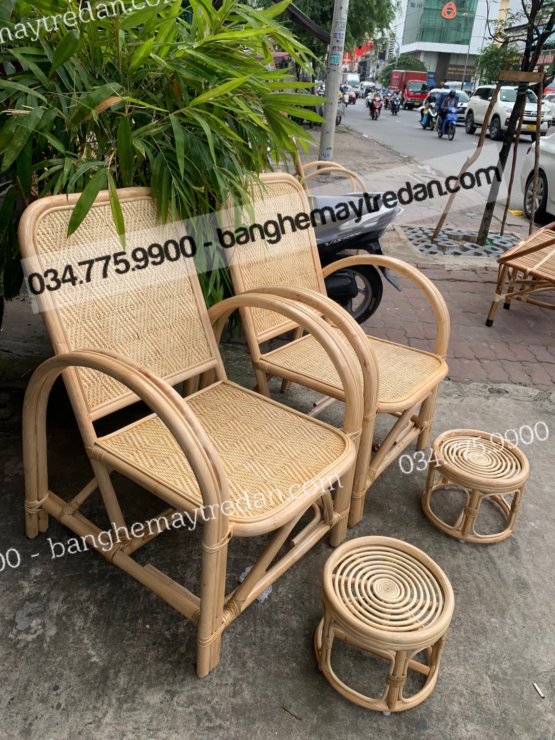 Ghế tiệm nails cao cấp bằng mây tự nhiên