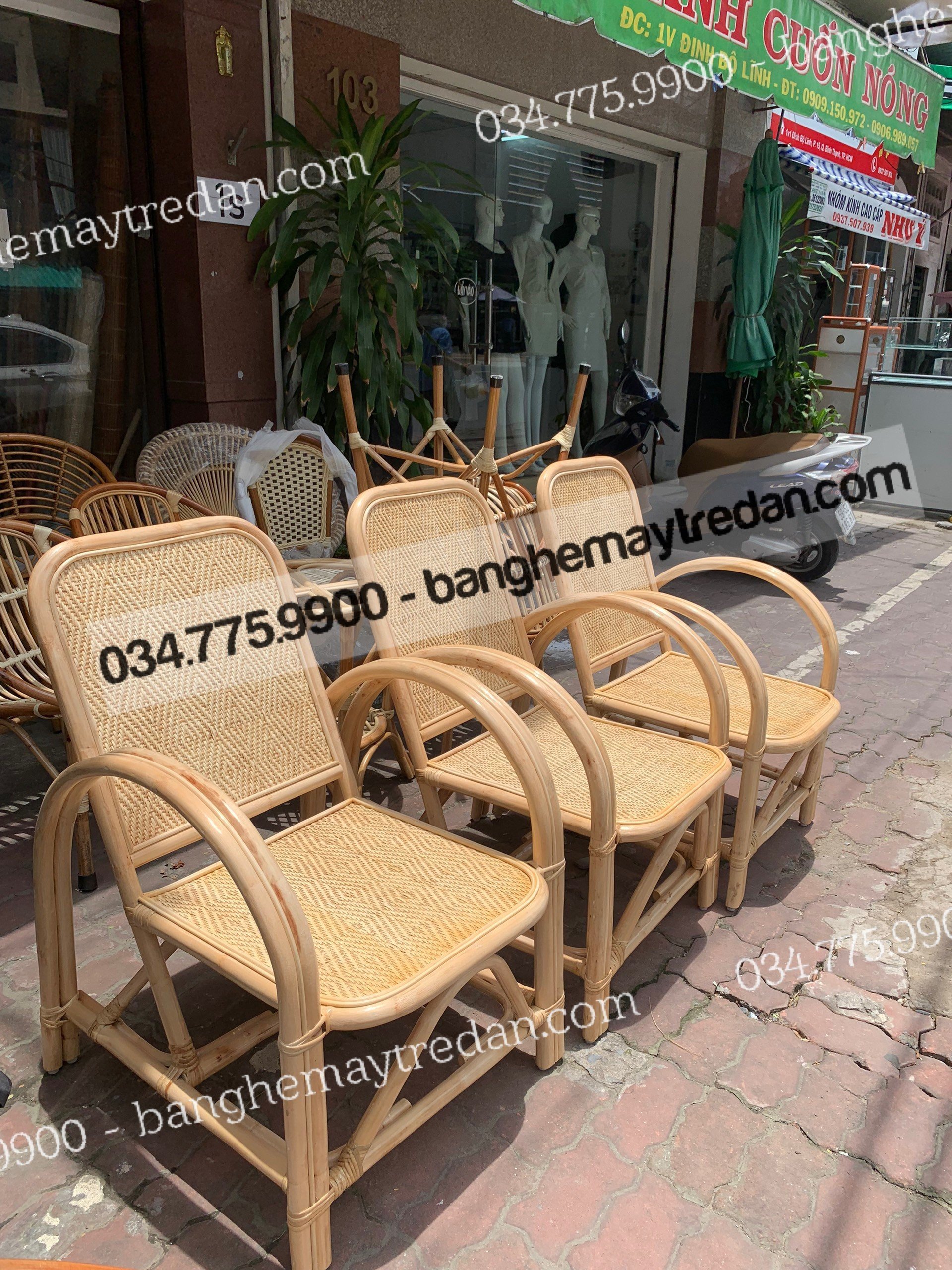 Ghế tiệm nails cao cấp bằng mây tự nhiên