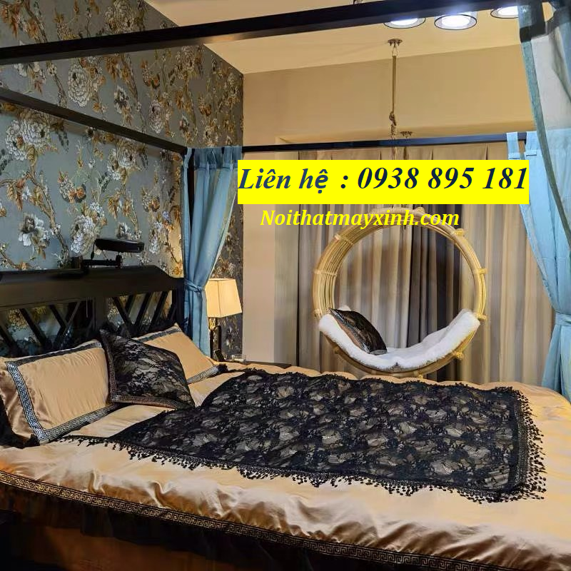 Mẫu ghế xích đu treo chất liệu mây tre đan