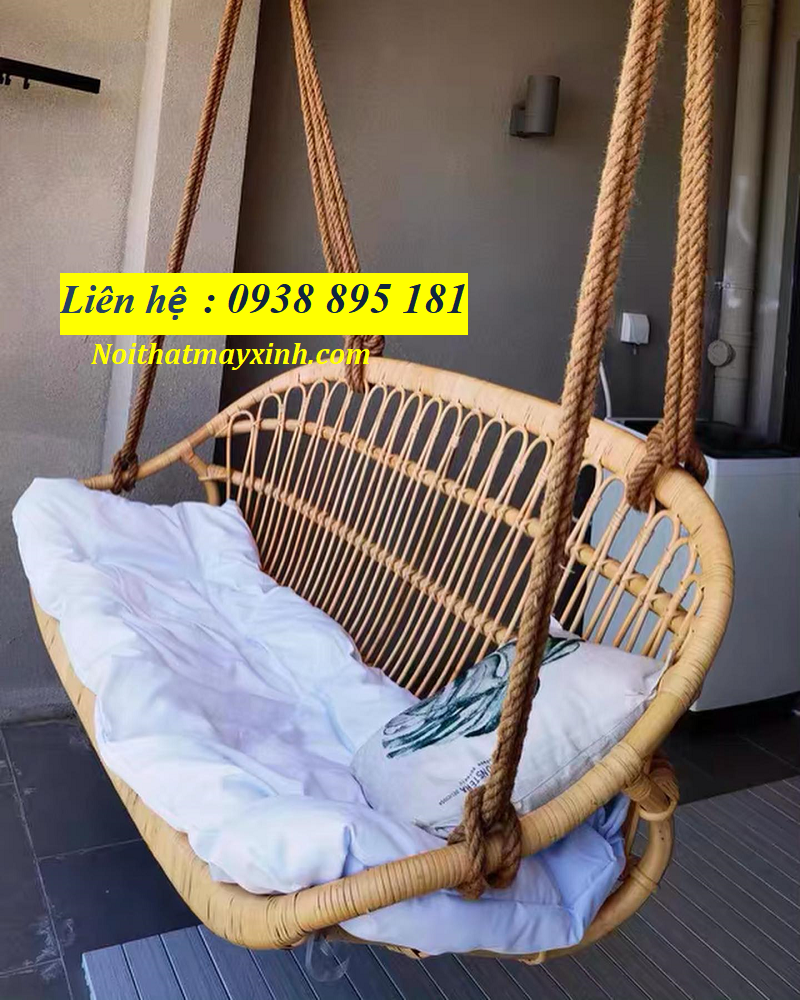 Mẫu ghế xích đu treo chất liệu mây tre đan