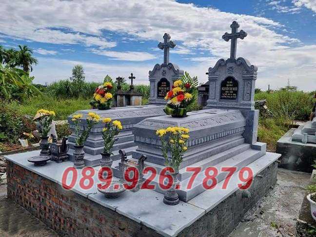Mộ đá đơn giản - Mẫu mộ đá cao cấp đẹp bán Trà Vinh - Mộ đôi ông bà, c