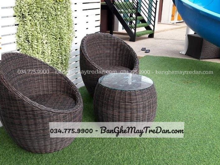 Ghế nhựa giả mây để ban công chất lượng cao