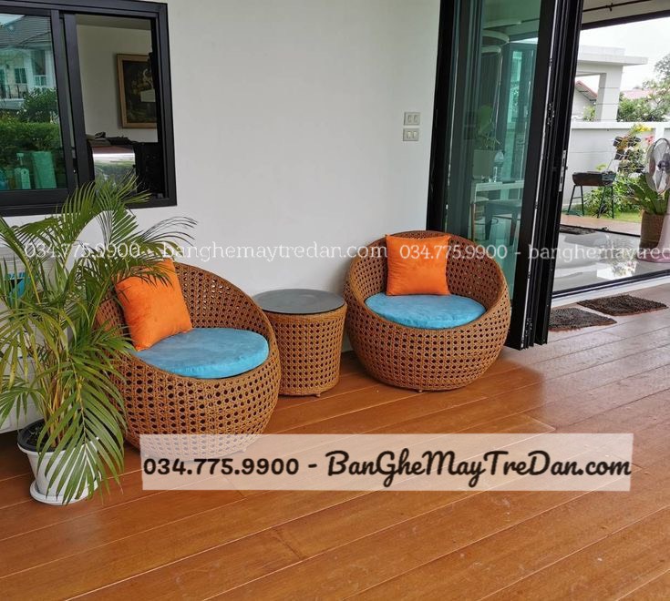 Ghế nhựa giả mây để ban công chất lượng cao