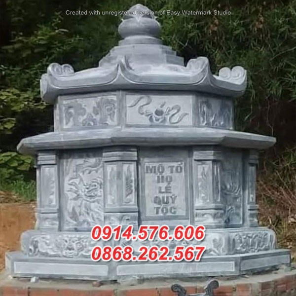 26 mộ đá tròn đẹp bán hà nội, lăng mộ tổ hình lục lăng bát giác
