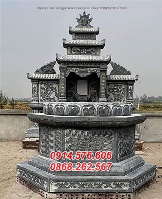 26 mộ đá tròn đẹp bán hà nội, lăng mộ tổ hình lục lăng bát giác