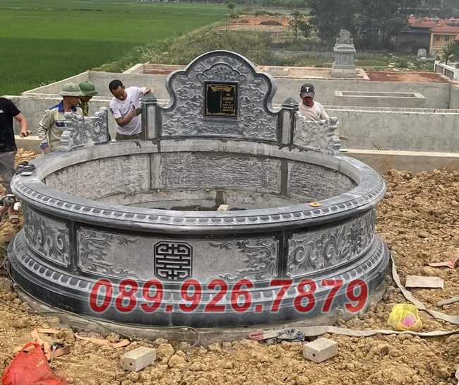 Mộ tròn đá - Mẫu mộ tròn ông bà cha mẹ vợ chồng bằng đá bán Hậu Giang