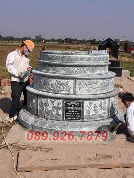 Mộ tròn đá - Mẫu mộ tròn ông bà cha mẹ vợ chồng bằng đá bán Hậu Giang