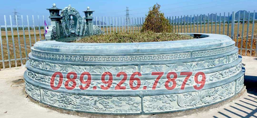 Mộ tròn đá - Mẫu mộ tròn ông bà cha mẹ vợ chồng bằng đá bán Hậu Giang