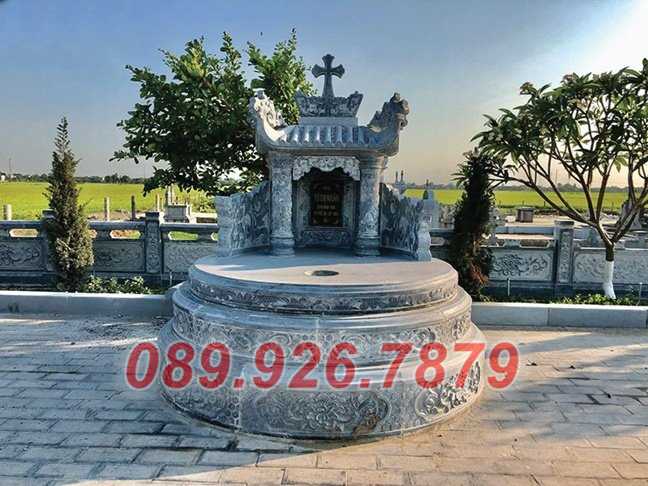 Mẫu mộ đá tròn cao cáp hiên đại chôn cất ông bà cha mẹ vợ chồng Cà Mau
