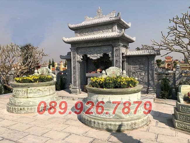 Mẫu mộ đá tròn cao cáp hiên đại chôn cất ông bà cha mẹ vợ chồng Cà Mau