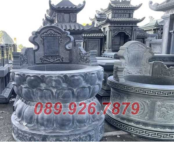 Mẫu mộ đá tròn cao cáp hiên đại chôn cất ông bà cha mẹ vợ chồng Cà Mau