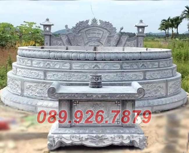 Mẫu mộ đá tròn cao cáp hiên đại chôn cất ông bà cha mẹ vợ chồng Cà Mau