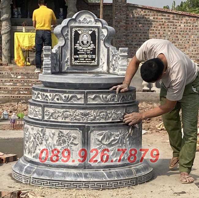 Mộ đá tròn - Mẫu mộ tròn bằng đá đẹp bán kiên giang, mộ đá tam cấp