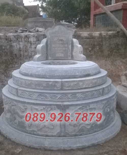 Mẫu mộ tròn đôi bằng đá xanh đá trắng ông bà cha mẹ đẹp bán long an