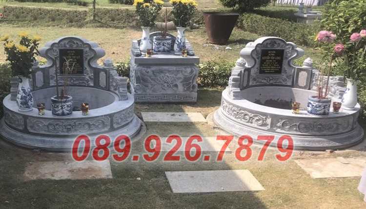 Mẫu mộ tròn đôi bằng đá xanh đá trắng ông bà cha mẹ đẹp bán long an