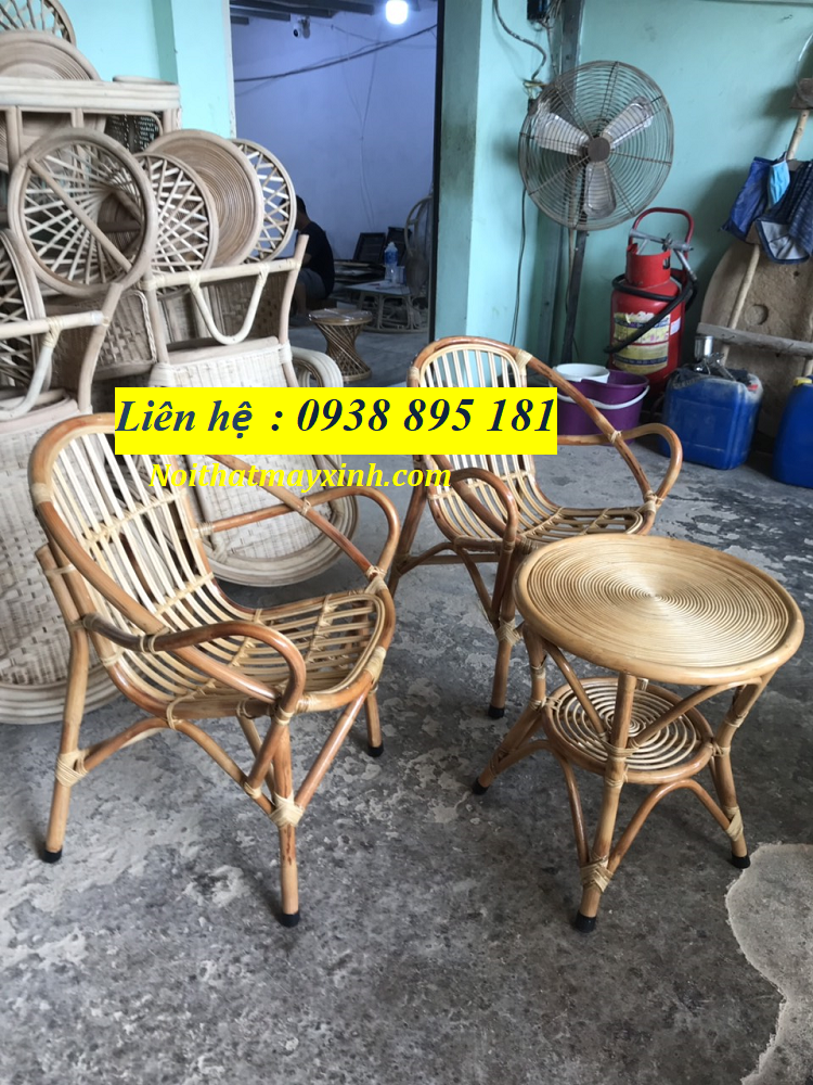 Xưởng sản xuất ghế mây cóc cafe , ghế mây con sò cóc
