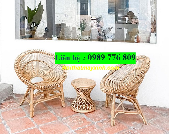 Xưởng sản xuất ghế mây cóc cafe , ghế mây con sò cóc