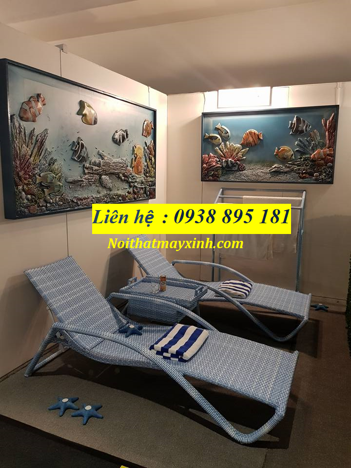 Mẫu bàn ghế hồ bơi nhựa giả mây ngoài trời