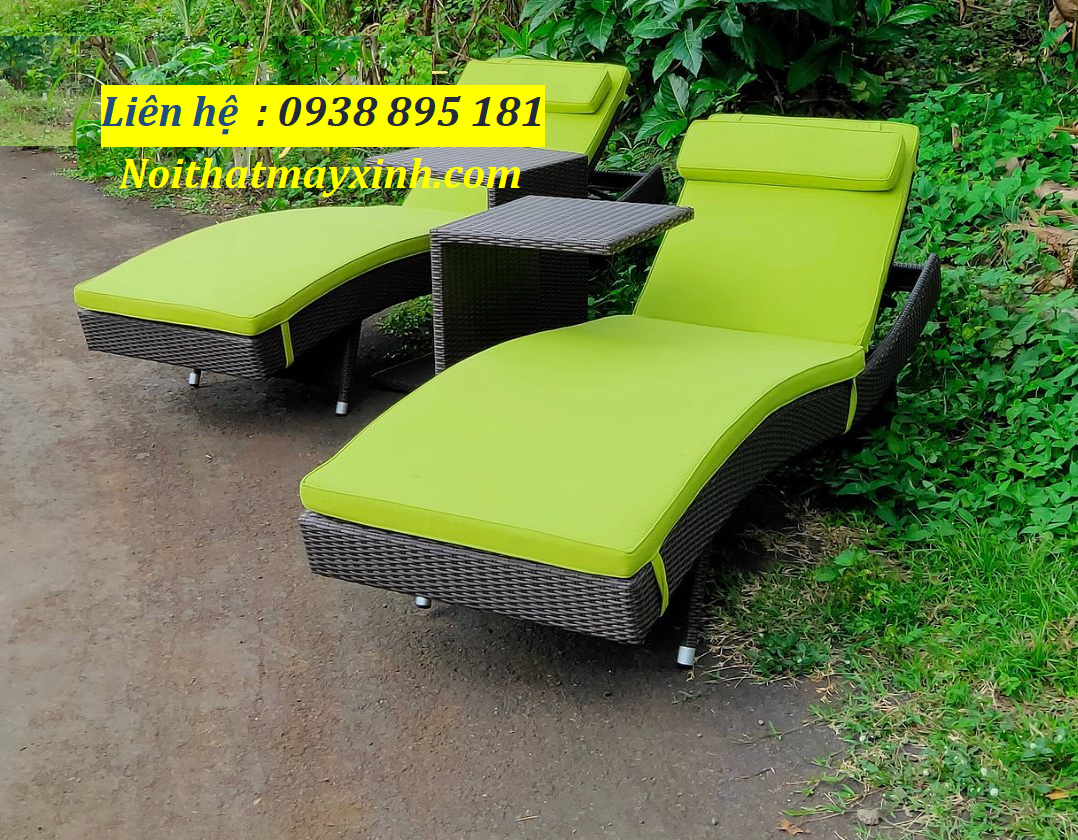 Mẫu bàn ghế hồ bơi nhựa giả mây ngoài trời