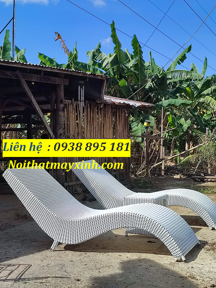 Mẫu bàn ghế hồ bơi nhựa giả mây ngoài trời