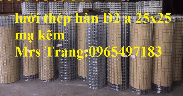Lưới thép hàn mạ kẽm phi 2 ô 25x25 , lưới thép hàn D2 a 25x25 mạ kẽm