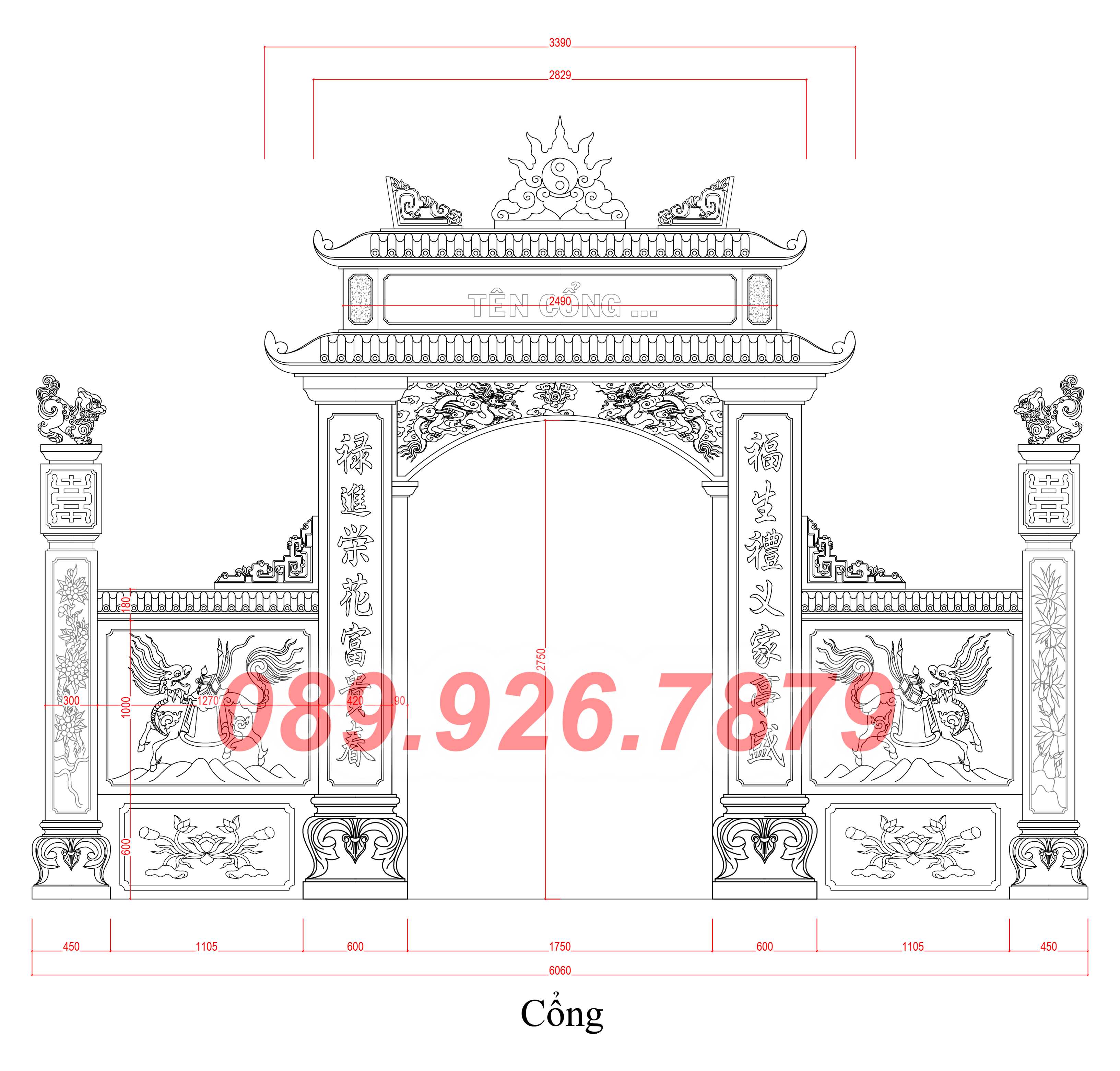 Cổng đá - Mẫu cổng bằng đá đẹp bán Đắk Nông, cổng đá chùa miếu nhà thờ