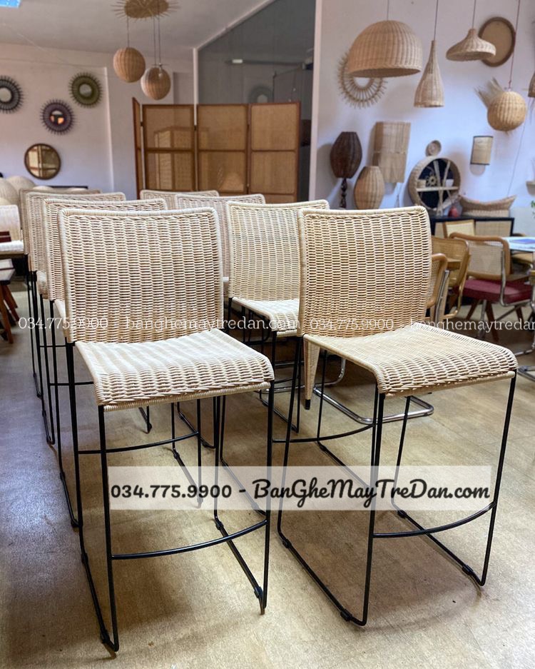 Bộ bàn ghế quầy bar mây nhựa - Bàn ghế mây tre đan