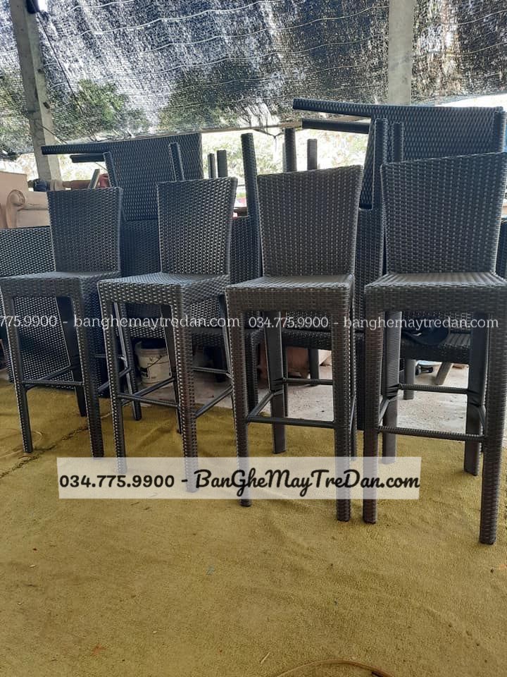 Bộ bàn ghế quầy bar mây nhựa - Bàn ghế mây tre đan