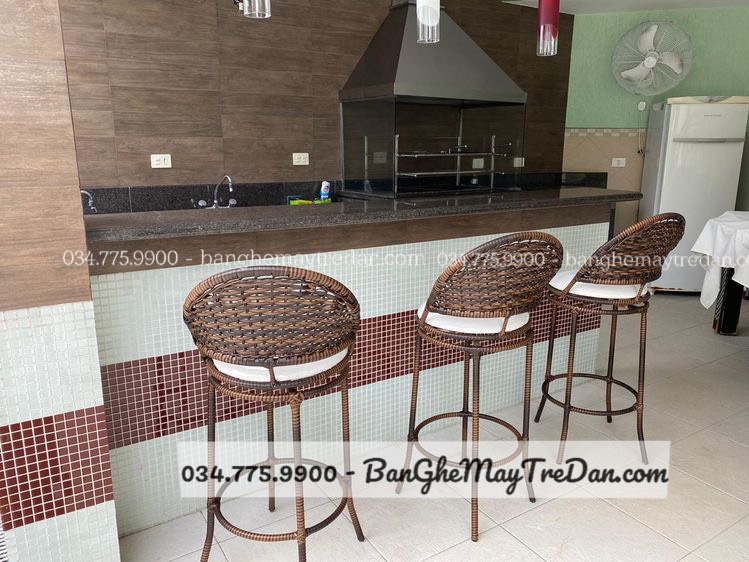 Bộ bàn ghế quầy bar mây nhựa - Bàn ghế mây tre đan