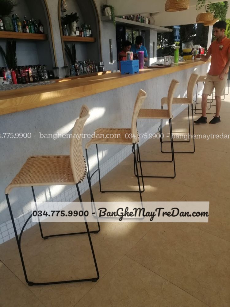 Bộ bàn ghế quầy bar mây nhựa - Bàn ghế mây tre đan