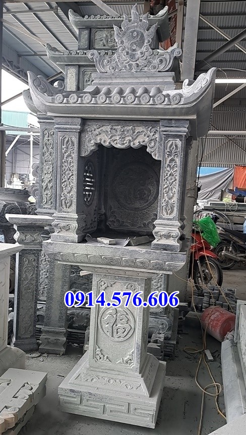 044 mẫu miếu thờ bằng đá bán lạng sơn, cây hương am lầu thờ