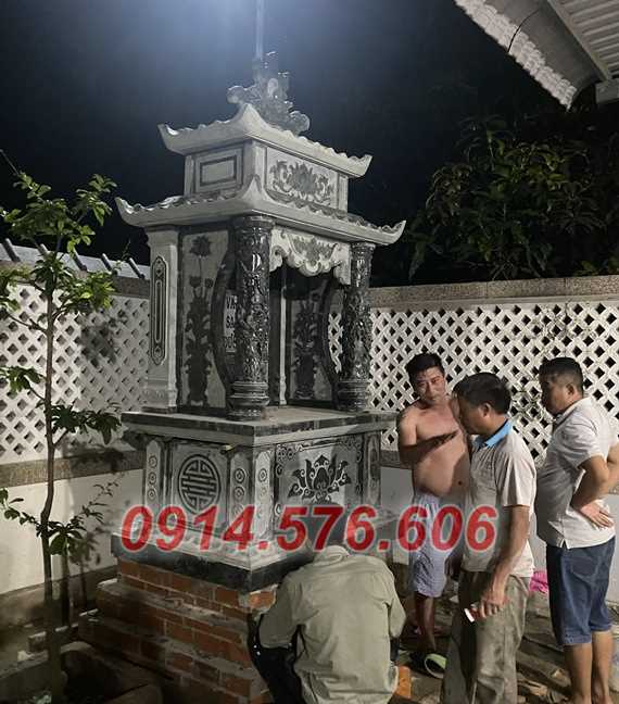 012 mẫu miếu thờ đá đẹp bán nam định, cây hương bàn thờ thần linh