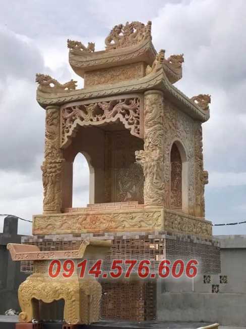012 mẫu miếu thờ đá đẹp bán nam định, cây hương bàn thờ thần linh