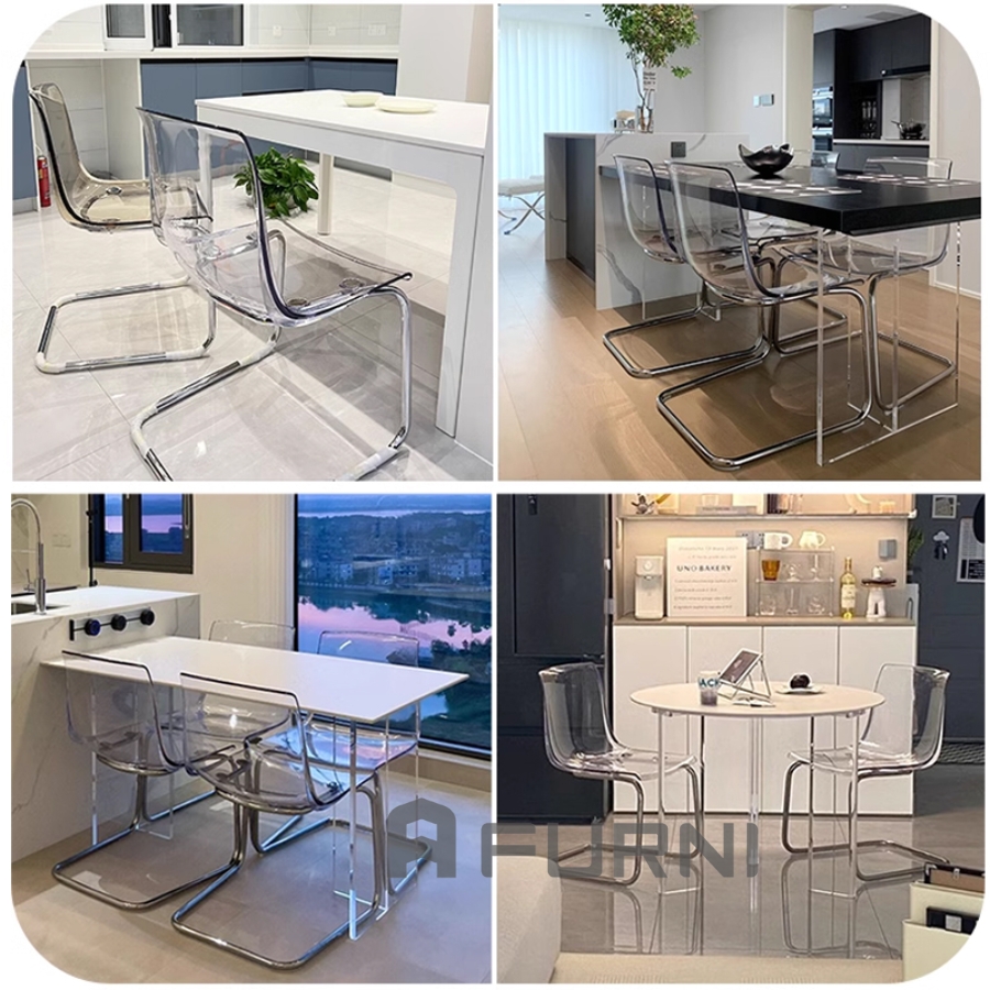 Ghế cafe - tiếp khách nhựa trong suốt chân quỳ nhập khẩu cao cấp