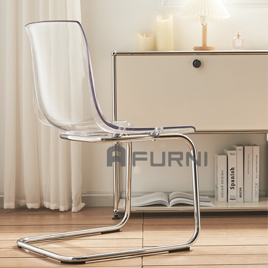 Ghế cafe - tiếp khách nhựa trong suốt chân quỳ nhập khẩu cao cấp