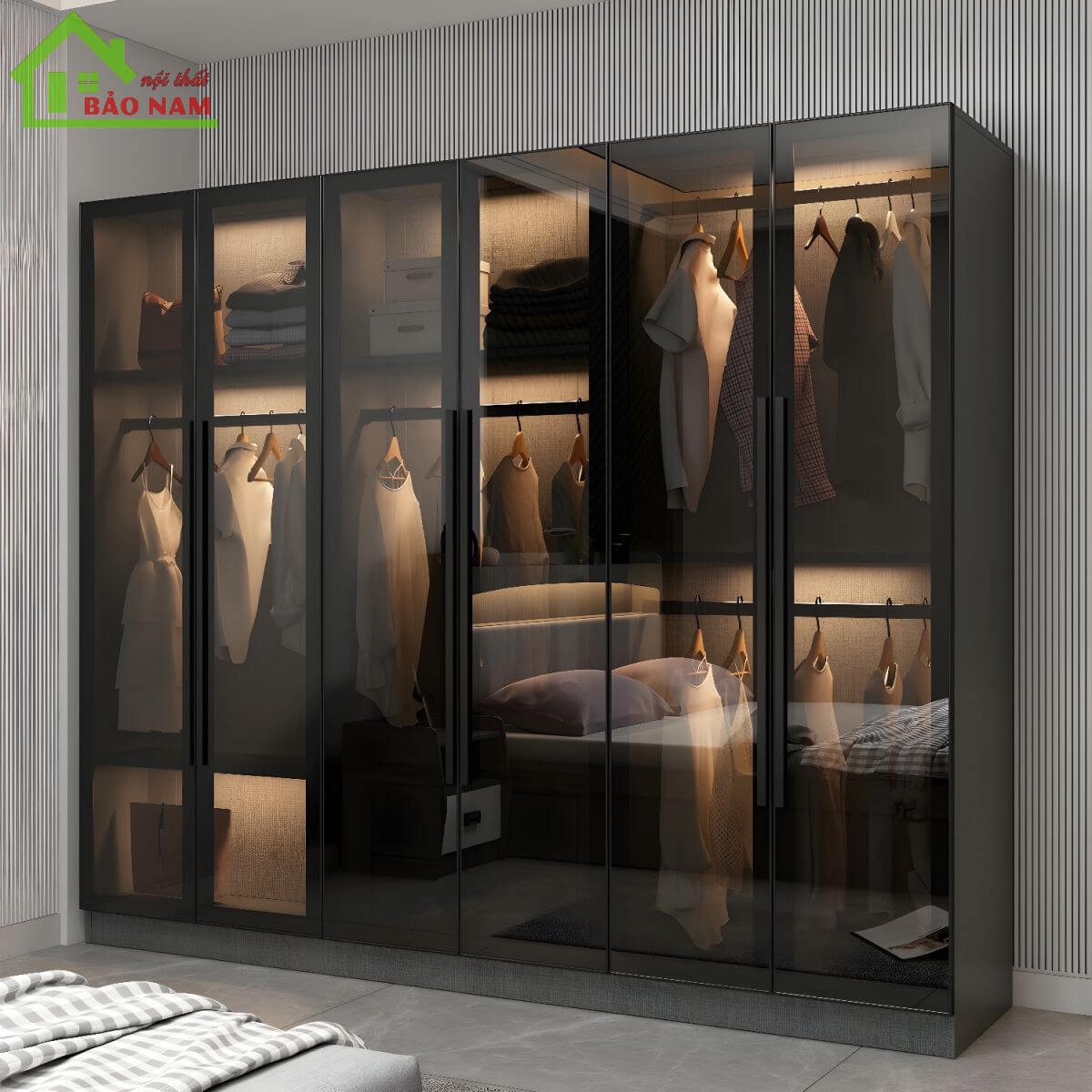 Đóng tủ áo cánh kính giá rẻ - Cánh nhôm kính tủ áo giá rẻ
