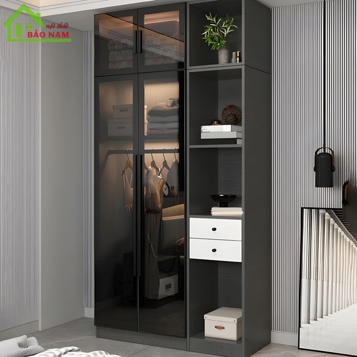 Đóng tủ áo cánh kính giá rẻ - Cánh nhôm kính tủ áo giá rẻ