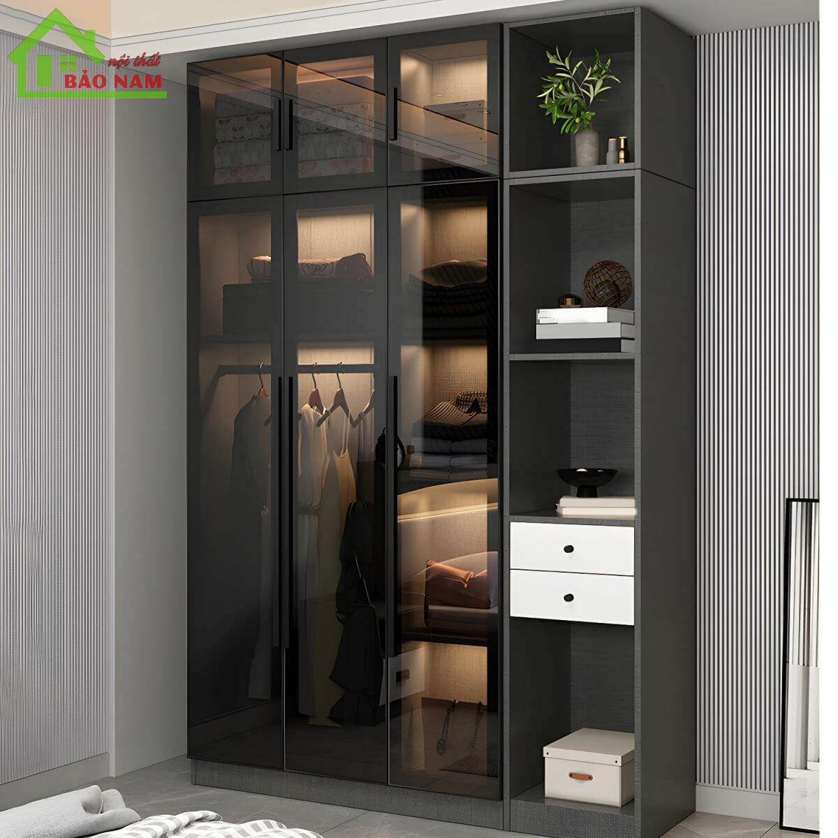 Đóng tủ áo cánh kính giá rẻ - Cánh nhôm kính tủ áo giá rẻ