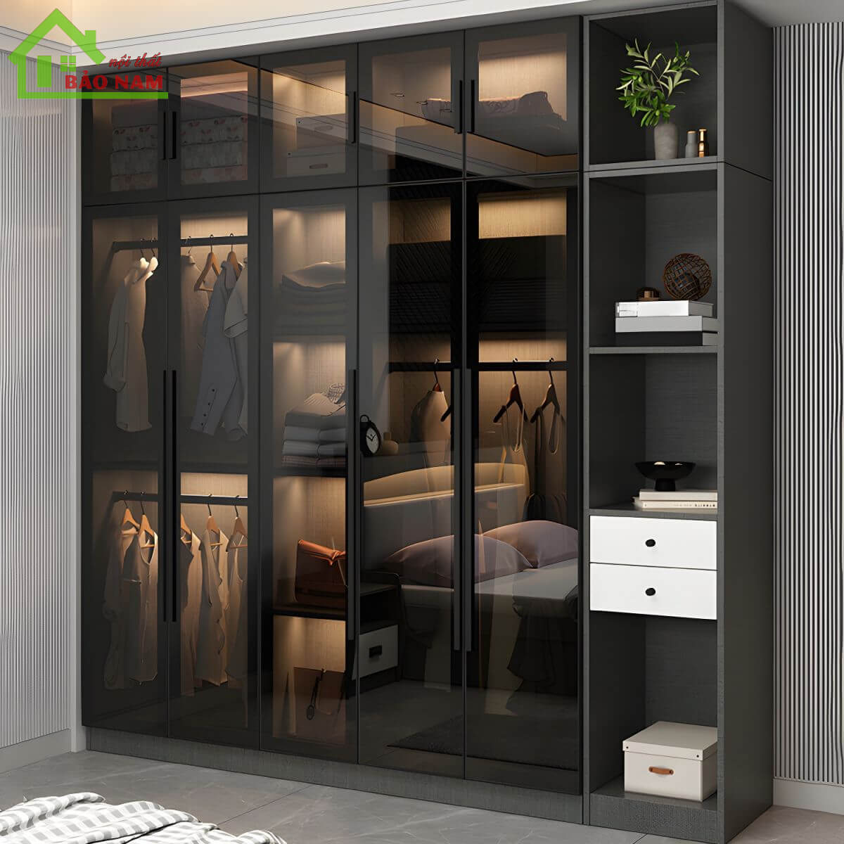 Đóng tủ áo cánh kính giá rẻ - Cánh nhôm kính tủ áo giá rẻ