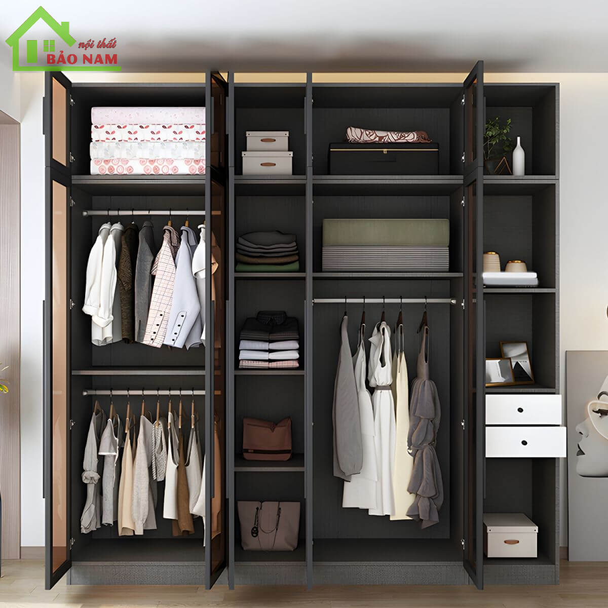 Đóng tủ áo cánh kính giá rẻ - Cánh nhôm kính tủ áo giá rẻ