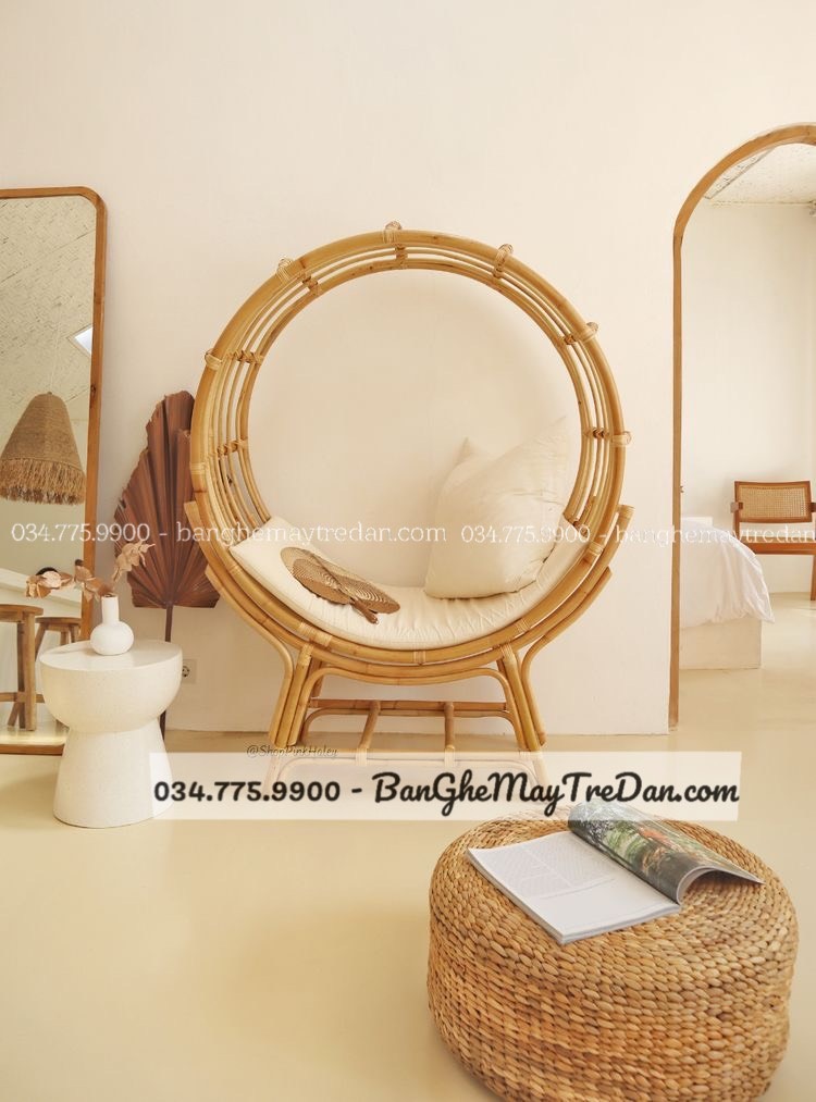 Ghế mây tre thư giãn vòng tròn - Bàn ghế mây tre đan