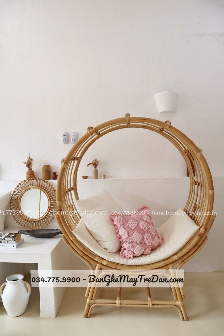 Ghế mây tre thư giãn vòng tròn - Bàn ghế mây tre đan