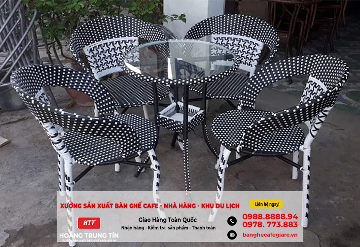 Thanh lý bộ bàn ghế nhựa giả mây giá rẻ cho quán cafe tại Bình Dương