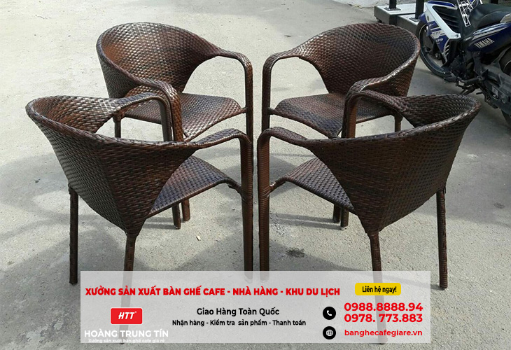 Thanh lý bộ bàn ghế nhựa giả mây giá rẻ cho quán cafe tại Bình Dương