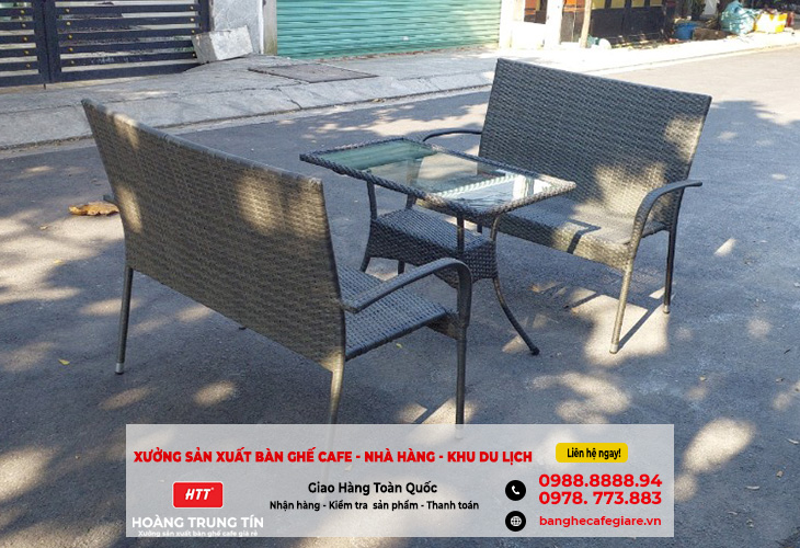 Thanh lý bộ bàn ghế nhựa giả mây giá rẻ cho quán cafe tại Bình Dương